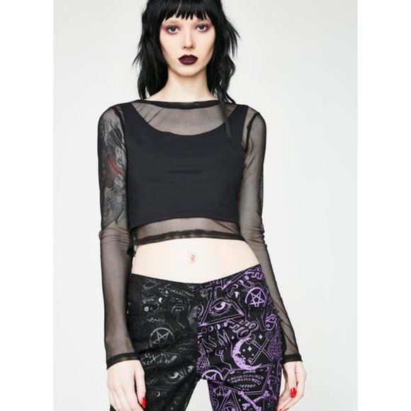 Dolls Kill Tops - Honey Punch 'No Chancez' mesh top